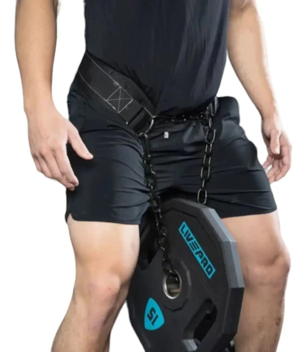 Cinturón Lastre Fondos Con Cadena Gym Pro Livepro Negro