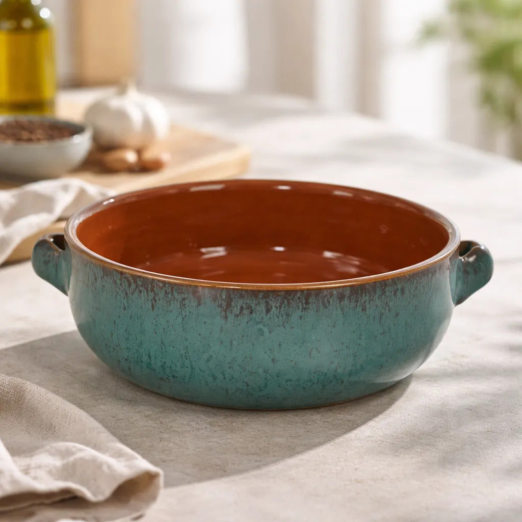 Vulcano Cazuela Bombada 25 Cms Asas - Verde Y Marrón
