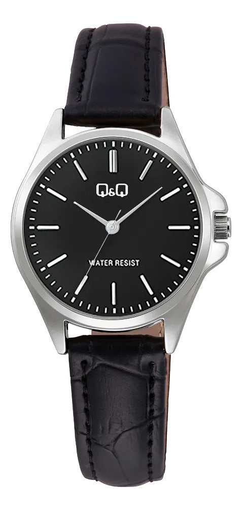 Reloj Q&q Cuero Dama 30mm C37a-015py - Negro