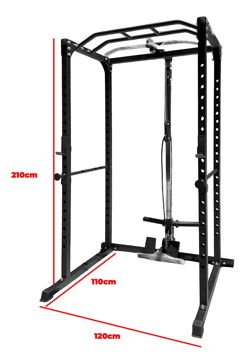Squat Rack Jaula Comercial Multifunción Rhino - Negro