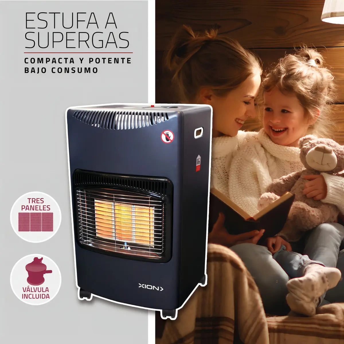 Estufa A Gas Xion Válvula Incluida Xi-gas - Negro