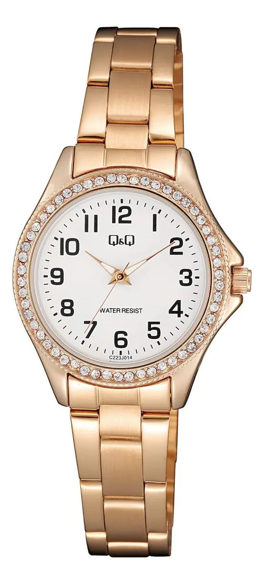 Reloj Q&q Metal Dama 30mm C223j014y - Coral Claro
