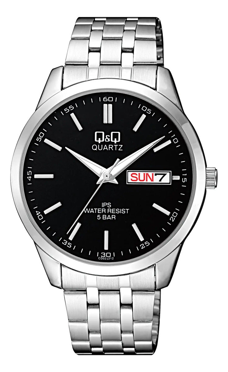 Reloj Q&q Metal Hombre 42mm Cd02j212y - Plateado