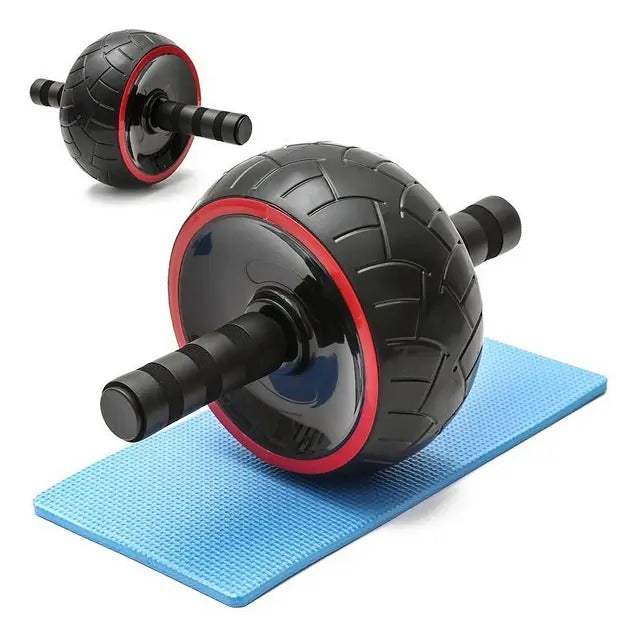 Rueda Abdominal Ejercicio + Alfombra Rhino - Negro