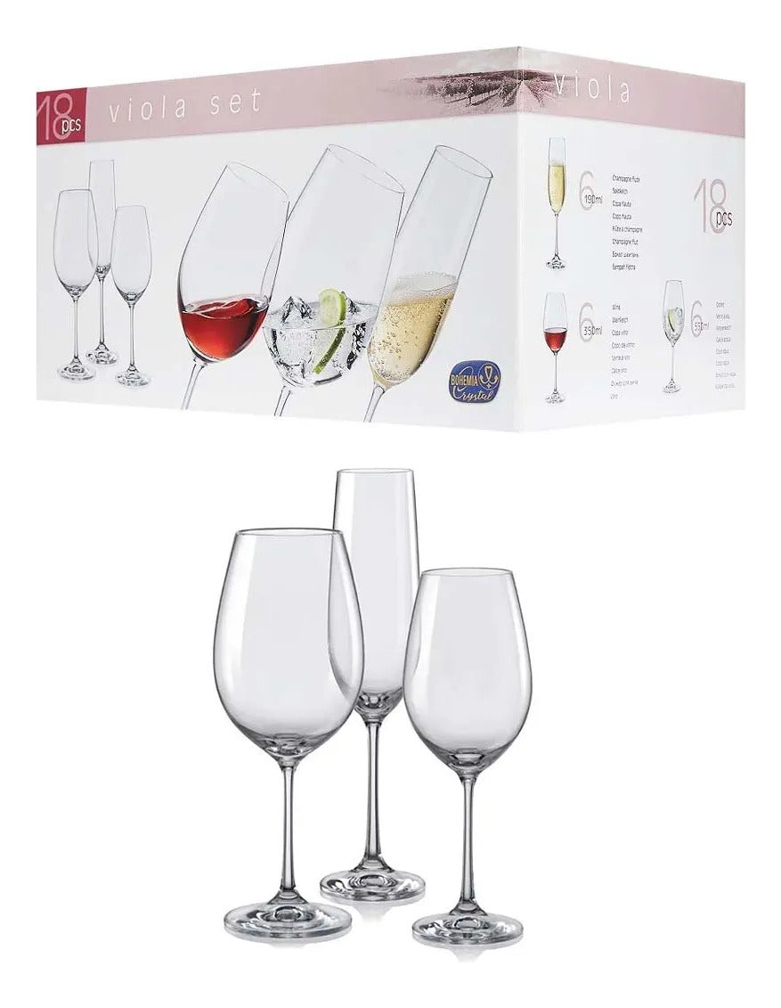 Set Viola 18 Piezas Bohemia - Transparente