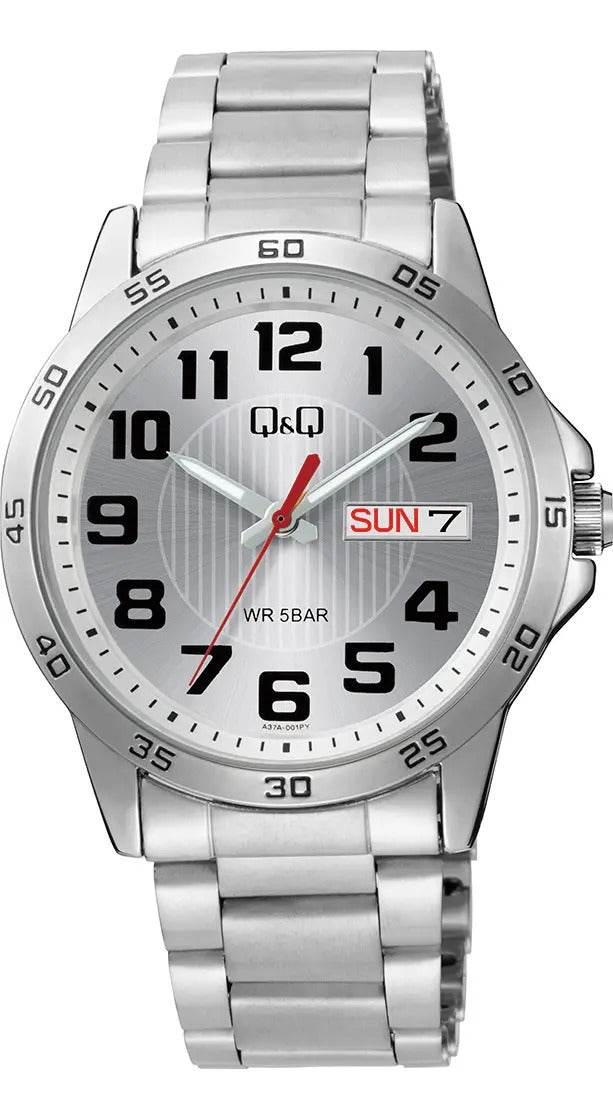 Reloj Q&q Metal Hombre 42mm A37a-001py - Plateado