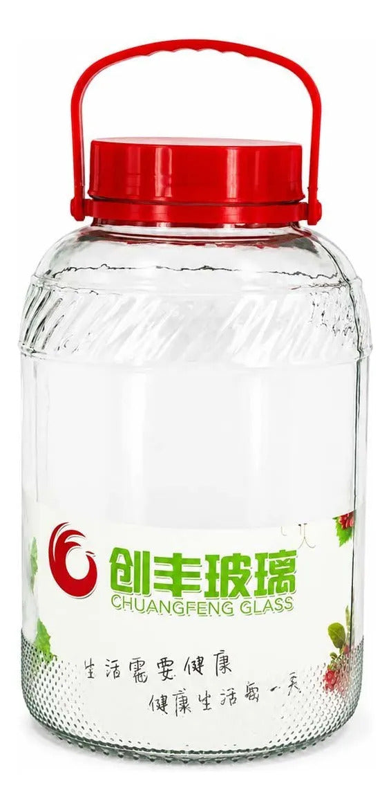Frasco 8.0 Lt De Vidrio Con Tapa Y Asa