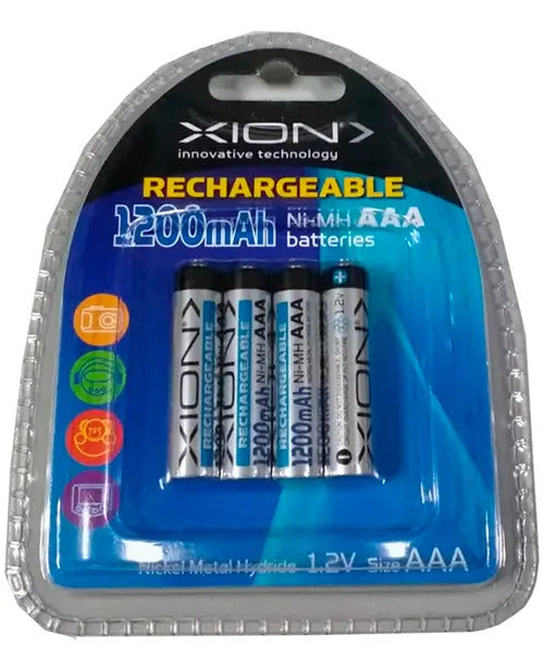 Pack X4 Pilas Recargables Aaa Xion Xi-pi32