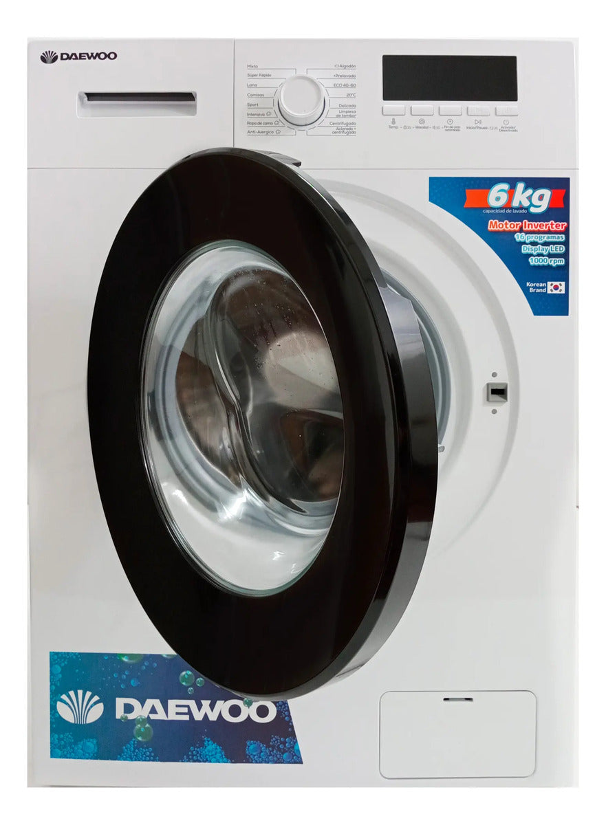 Lavarropas Daewoo Carga Frontal Inverter 6kg - Blanco