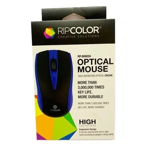 Mouse Óptico Usb Ripcolor B0602a - Negra Con Azul