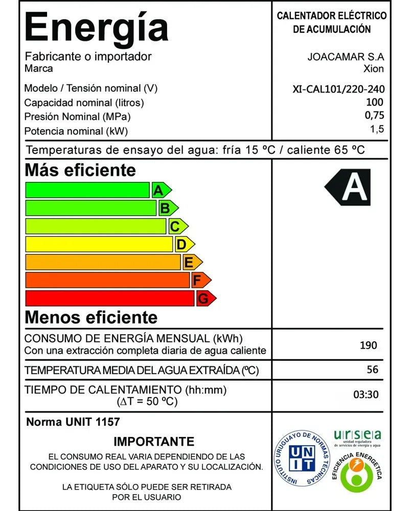 Calefón Termotanque Xion 100 Litros Xi-cal101 - Blanco
