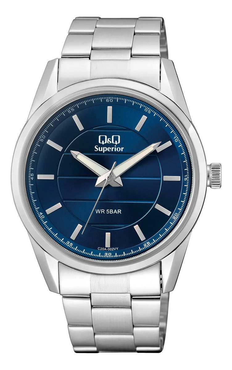 Reloj Q&q Metal Hombre 44mm C20a-002vy - Plateado