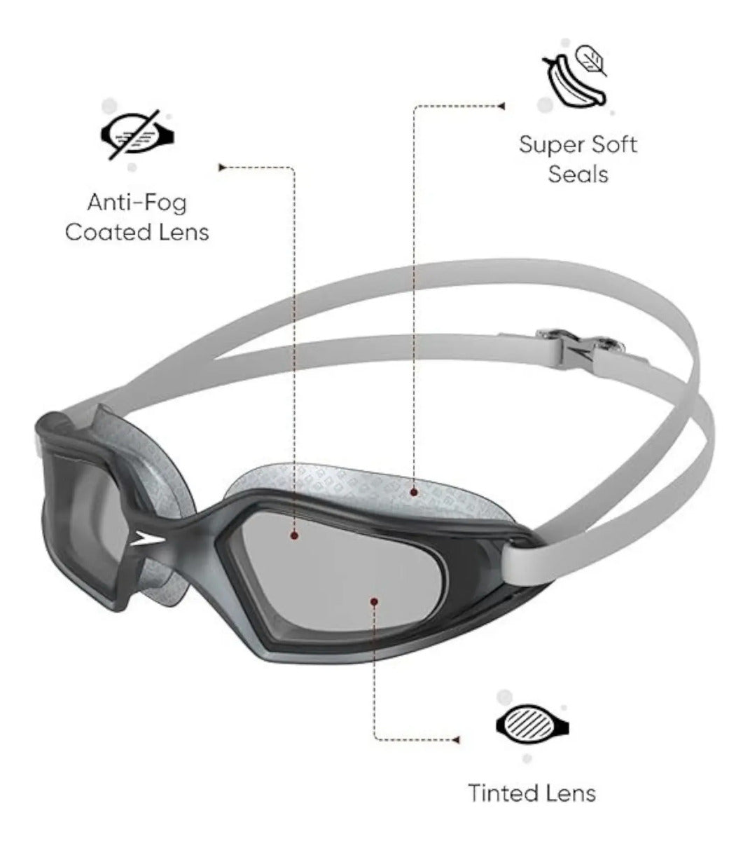 Lentes De Natación Hydropulse Uv Anti Fog Speedo - Gris