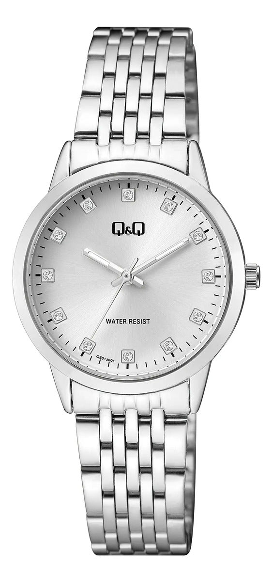 Reloj Q&q Metal Dama 32mm Qz81j201y - Plateado