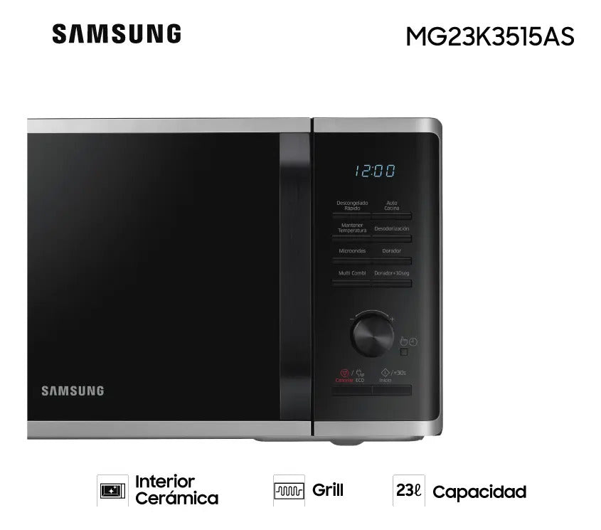 Microondas Digital Samsung Con Grill 23 L Samg23k3515as Qofe