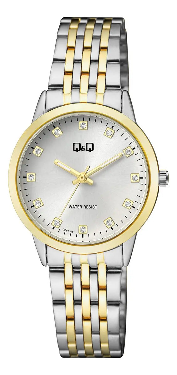 Reloj Q&q Metal Dama 32mm Qz81j401y - Plateado