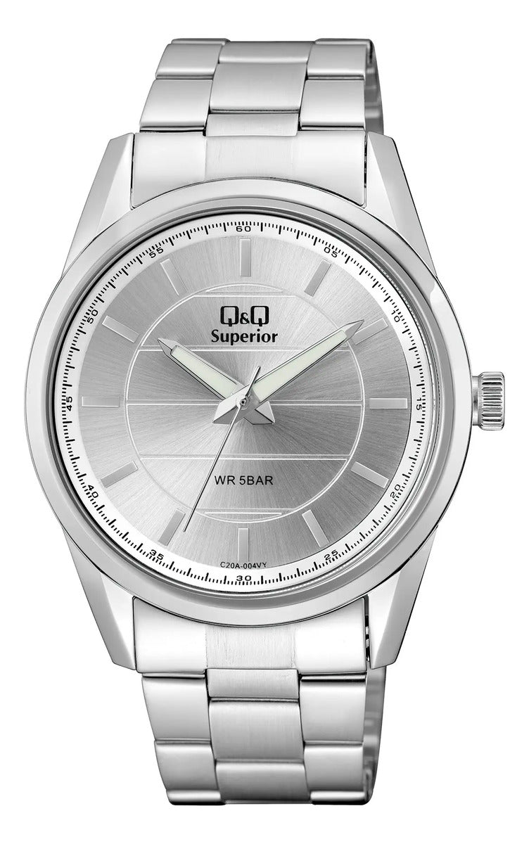 Reloj Q&q Metal Hombre 44mm C20a-004vy - Plateado