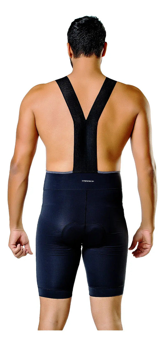 Calza Corta Con Tiradores Ciclismo Pro Elite - Negro S