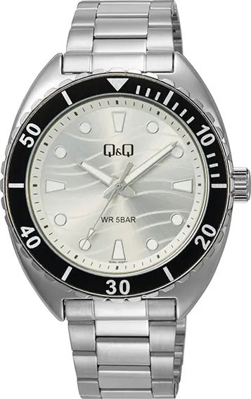 Reloj Q&q Metal Hombre 42mm Q08c-002py - Plateado