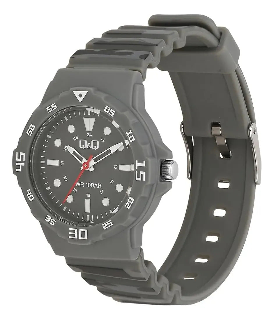 Reloj Q&q Silicona Hombre 33mm V07a-013vy - Gris