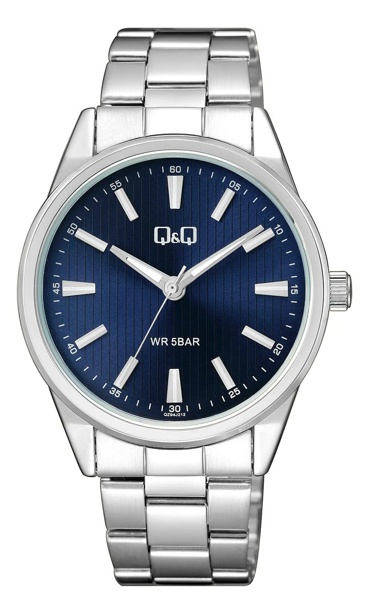 Reloj Q&q Metal Hombre 40mm Qz94j212y - Plateado