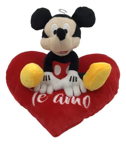 Peluche Mickey Mouse Sentado En Corazón 25 Cm - Rojo