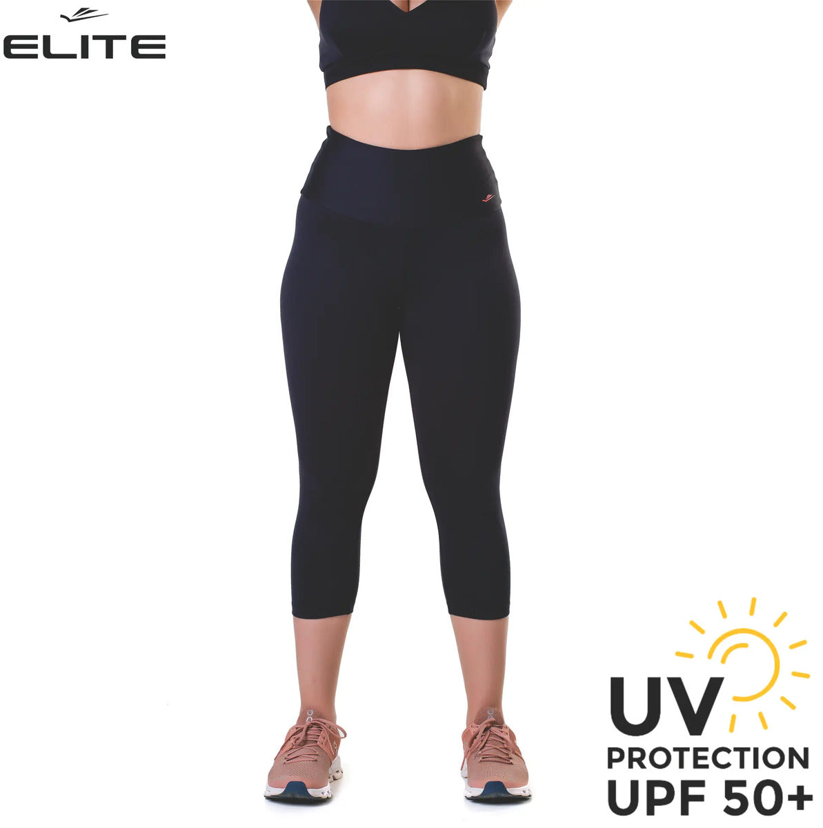Calza 3/4 Dama Entrenamiento Fitness Elite - Negro 4xl