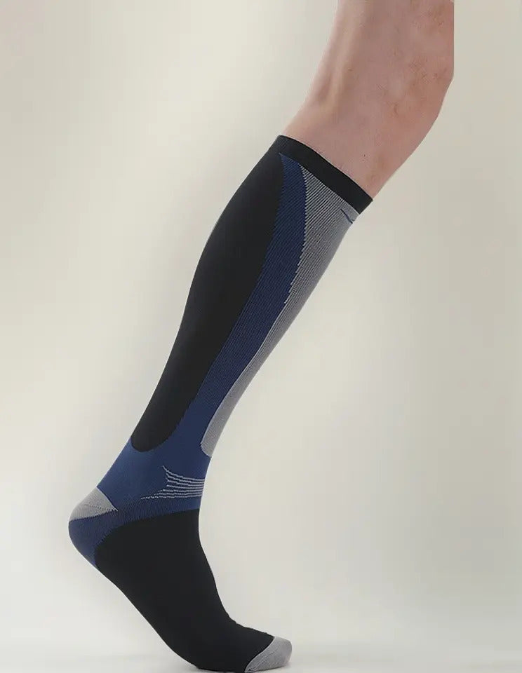 Media Larga Masculina Compresión 38 A 43 Elite - Negro/azul Unitalla