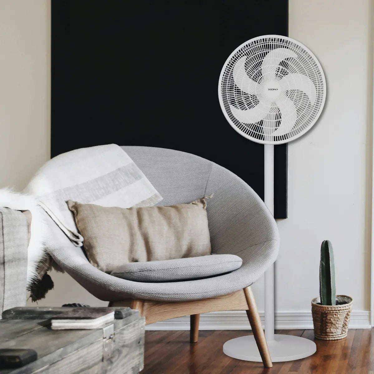 Ventilador De Pie Xion Slim Design 40cm Xi-v16 - 1.016 M 50/60hz Blanco Blanco Plástico 9