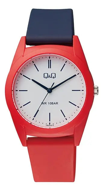 Reloj Q&q Silicona Hombre 38mm Vs22j012y - Rojo/azul