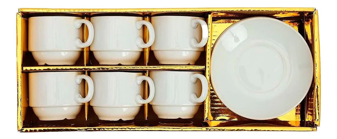 Set De 6 Taza Apilable Con Plato 220 Ml
