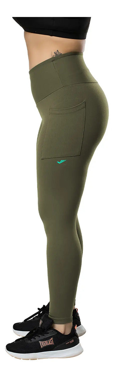 Calza Legging Larga Dama Bolsillo Confort Elite - Verde 2xl