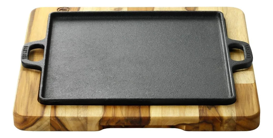 Plancha Hierro Con Soporte Madera 24x24cm Santana Negro