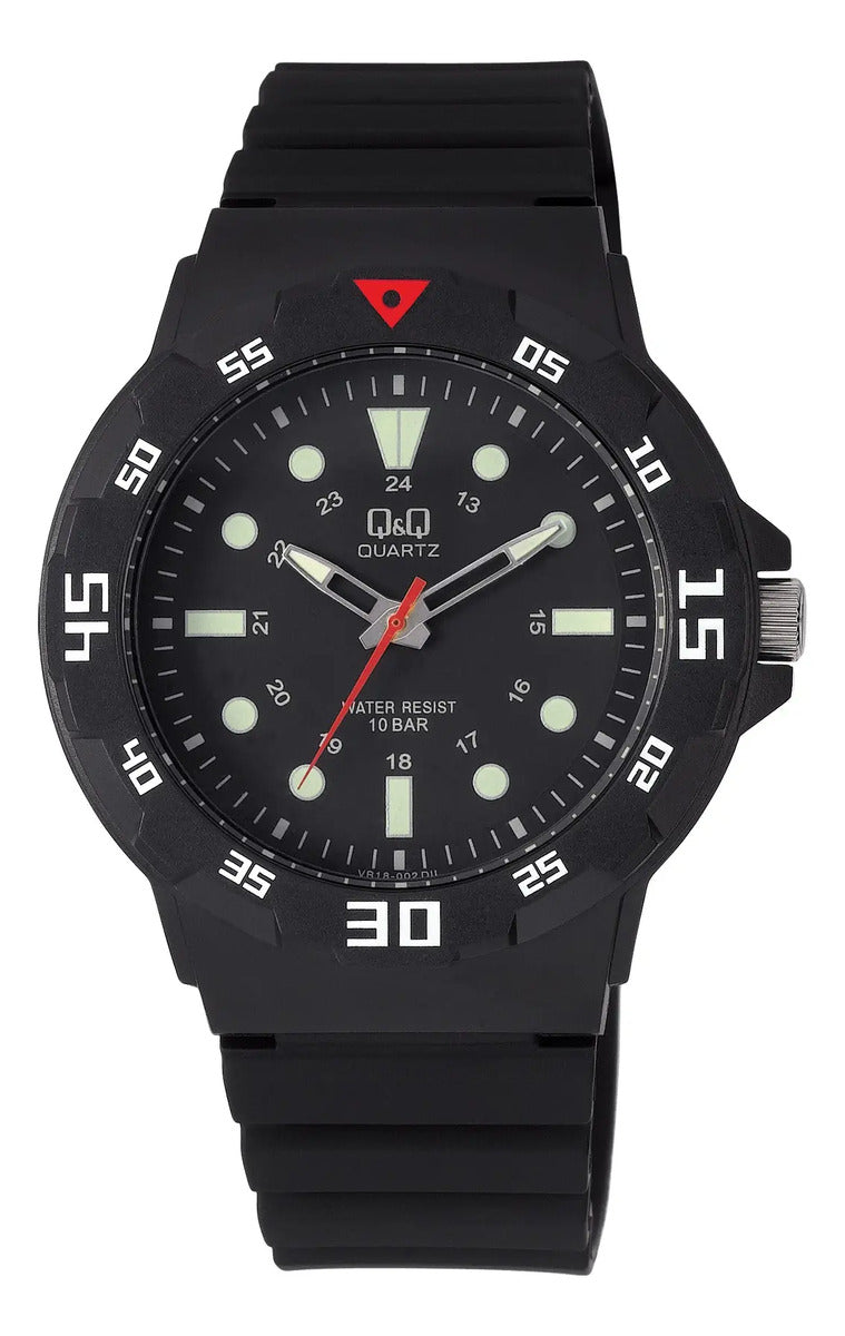 Reloj Q&q Silicona Hombre 43mm Vr18j002y - Negro
