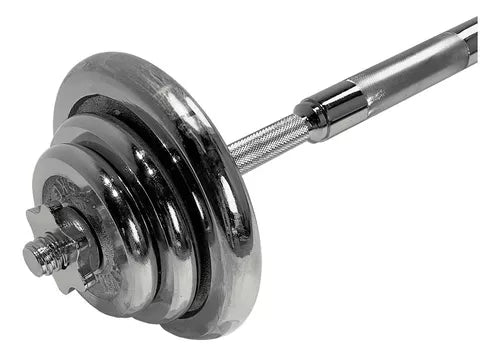 Set Mancuernas Y Barra Cromadas Con Valija 30 Kg