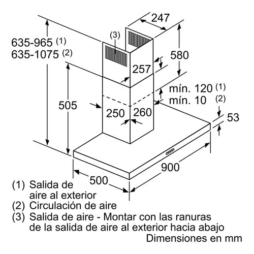 Campana De Pared Plana 90 Cm