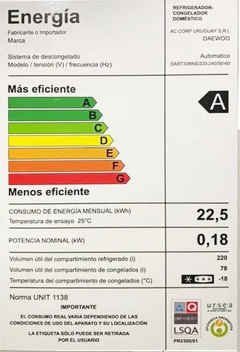 Heladera 298 Litros Frío Seco Inverter