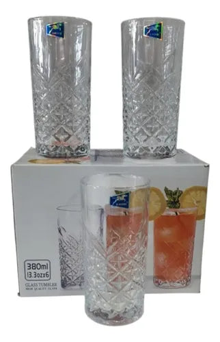 Set De 6 Vasos Altos Coctelería 380 mL