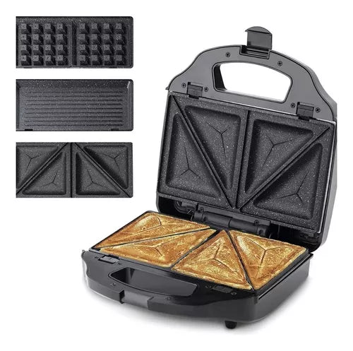 Sandwichera 3 en 1 - Grill, Waffle Y Sándwich