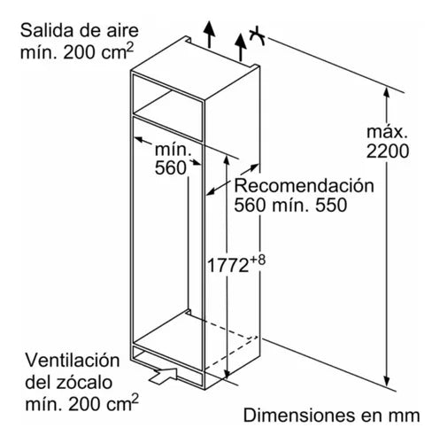 Heladera Integrable Panelable - Frío Natural