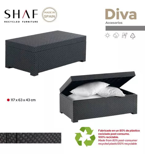 Baúl Plástico Diva Para Exterior Jardín / Piscina