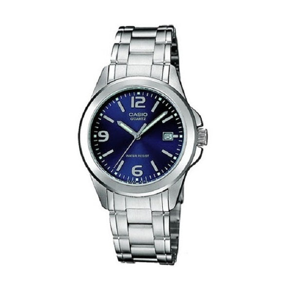 Reloj Casio Metal Esfera Azul Con Calendario