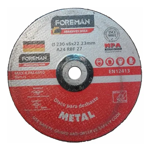 Disco De Desbaste Metal 230x6mm 9''