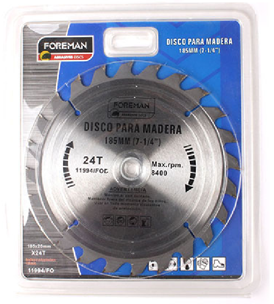 Disco Para Madera 24 Dientes 7¼ Sierra Circular