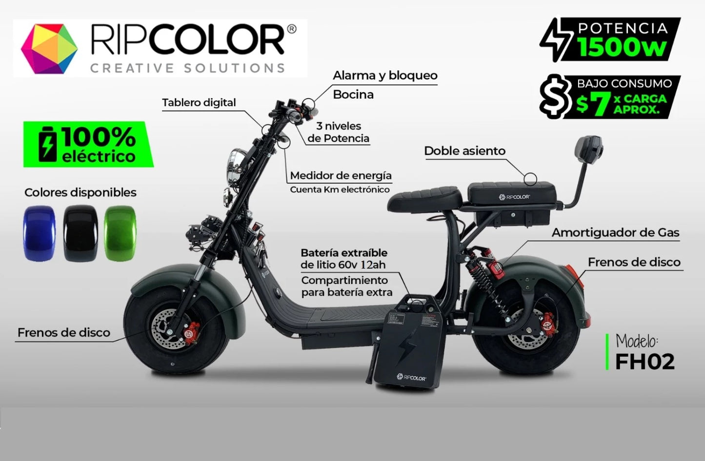 Moto Eléctrica 1500w 40 Km/h