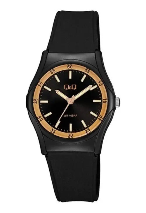 Reloj Q&q Silicona Negro Vq04j016 - Negro Amarillo