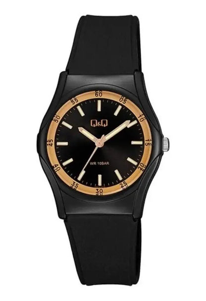 Reloj Q&q Silicona Negro Vq04j016 - Negro Amarillo