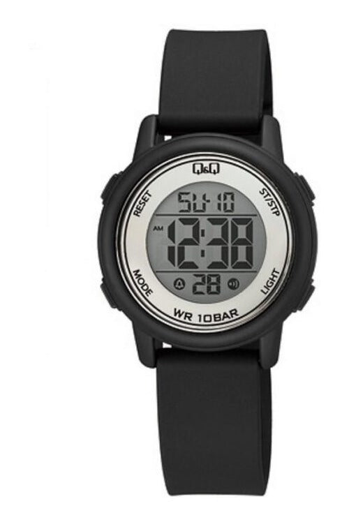 Reloj Digital Q&q Silicona Dama 34mm G05a-002vy - Negro Blanco