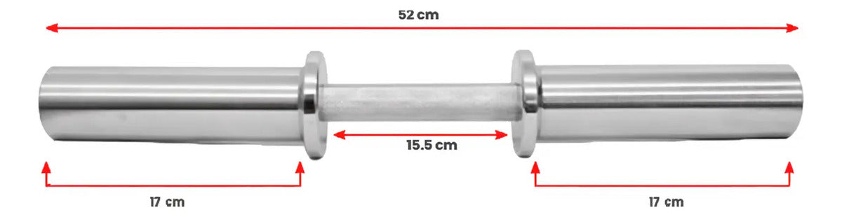 Mancuerna Olímpica 52cm + 20kg En 4 Discos Rhino - Plateado