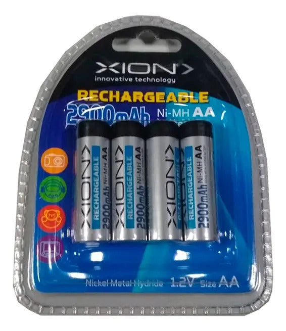 Pack X4 Pilas Xion Aa Recargables 2900 Mah Xi-pi31